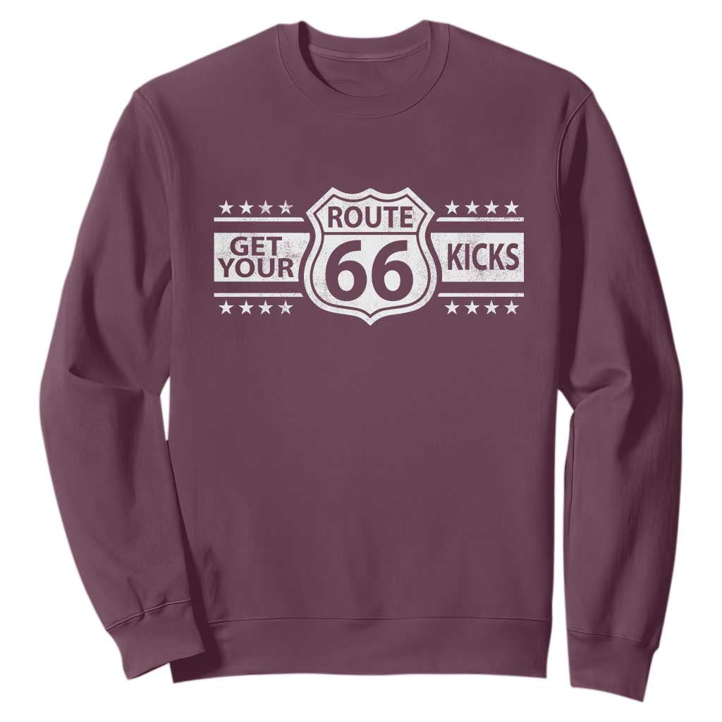 Route Highway 66 Sweatshirt Get Your Kicks American Road Trip TS11 Maroon Print Your Wear