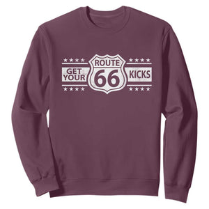 Route Highway 66 Sweatshirt Get Your Kicks American Road Trip TS11 Maroon Print Your Wear