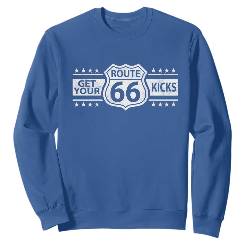 Route Highway 66 Sweatshirt Get Your Kicks American Road Trip TS11 Royal Blue Print Your Wear