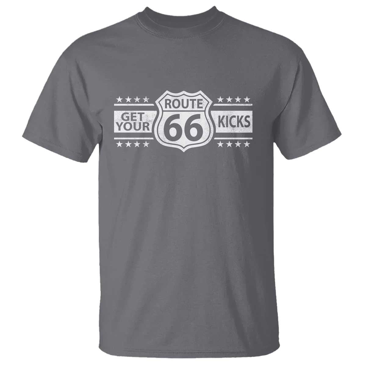 Route Highway 66 T Shirt Get Your Kicks American Road Trip TS11 Charcoal Print Your Wear