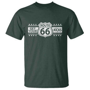 Route Highway 66 T Shirt Get Your Kicks American Road Trip TS11 Dark Forest Green Print Your Wear