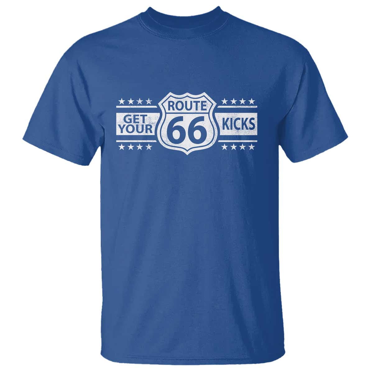 Route Highway 66 T Shirt Get Your Kicks American Road Trip TS11 Royal Blue Print Your Wear