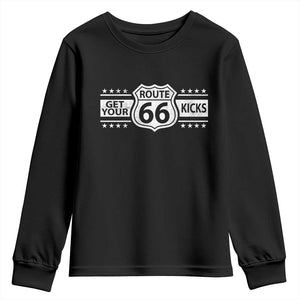 Route Highway 66 Youth Sweatshirt Get Your Kicks American Road Trip TS11 Black Print Your Wear