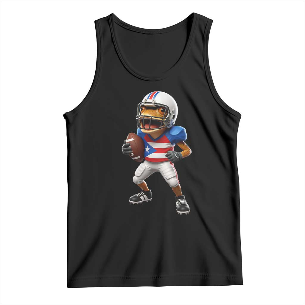Funny Coqui Frog Puerto Rico Playing Football Tank Top Boricua Game Day TS11 Black Print Your Wear