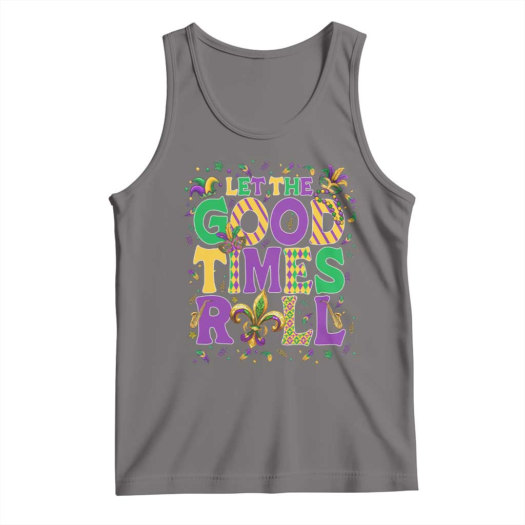 Mardi Gras Let The Good Times Roll Tank Top Funny Carnival TS11 Deep Heather Print Your Wear