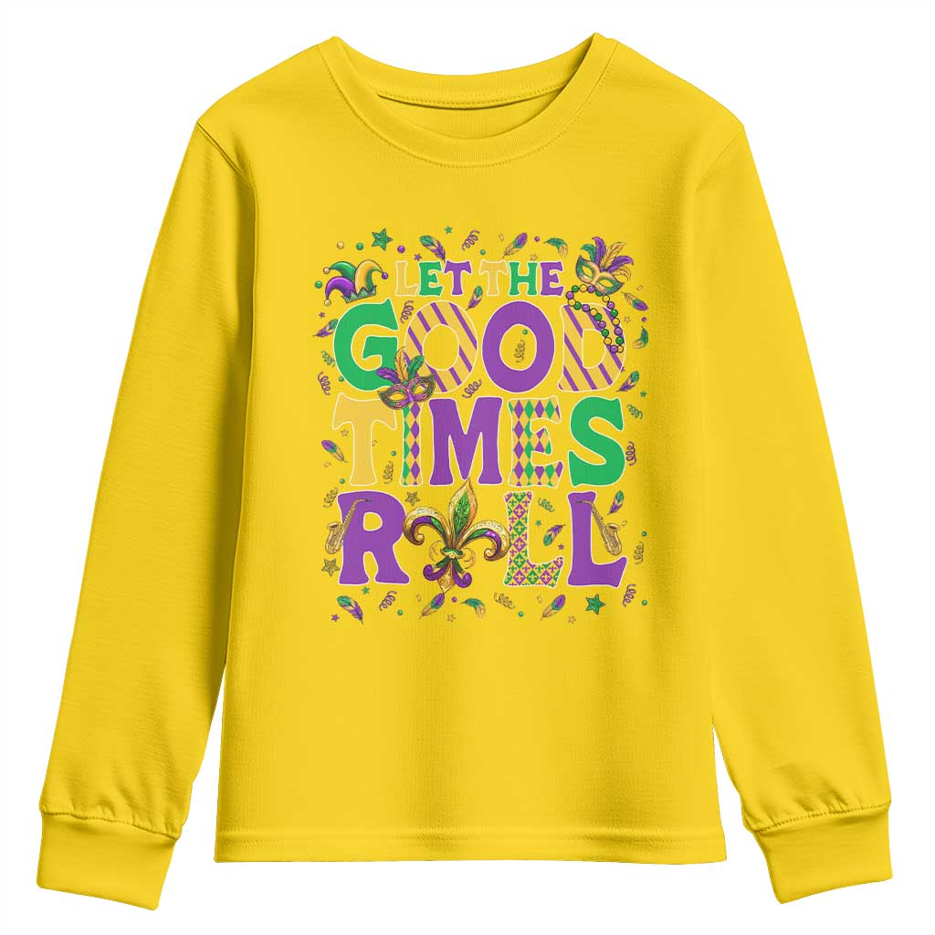 Mardi Gras Let The Good Times Roll Youth Sweatshirt Funny Carnival TS11 Daisy Print Your Wear