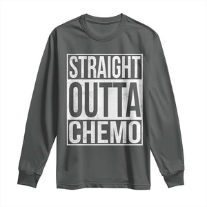 Straight Outta Chemo Long Sleeve Shirt Funny Battle Cancer Gift TS11 Dark Heather Print Your Wear
