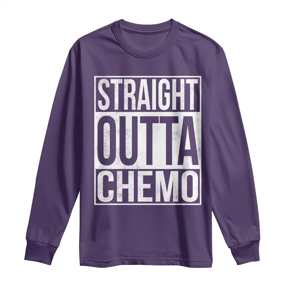 Straight Outta Chemo Long Sleeve Shirt Funny Battle Cancer Gift TS11 Purple Print Your Wear