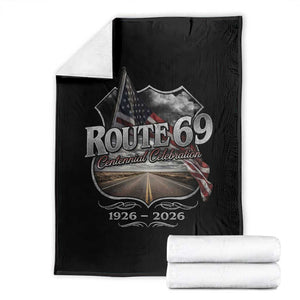 US Route 69 Centennial Celebration Throw Blanket Highway Road 100 Years Anniversary American Flag TS11 Black Print Your Wear
