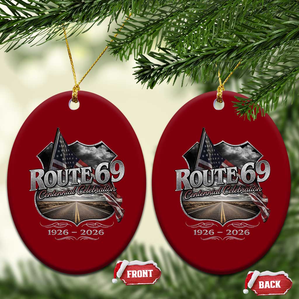 US Route 69 Centennial Celebration Ceramic Ornament Highway Road 100 Years Anniversary American Flag TS11 Print Your Wear