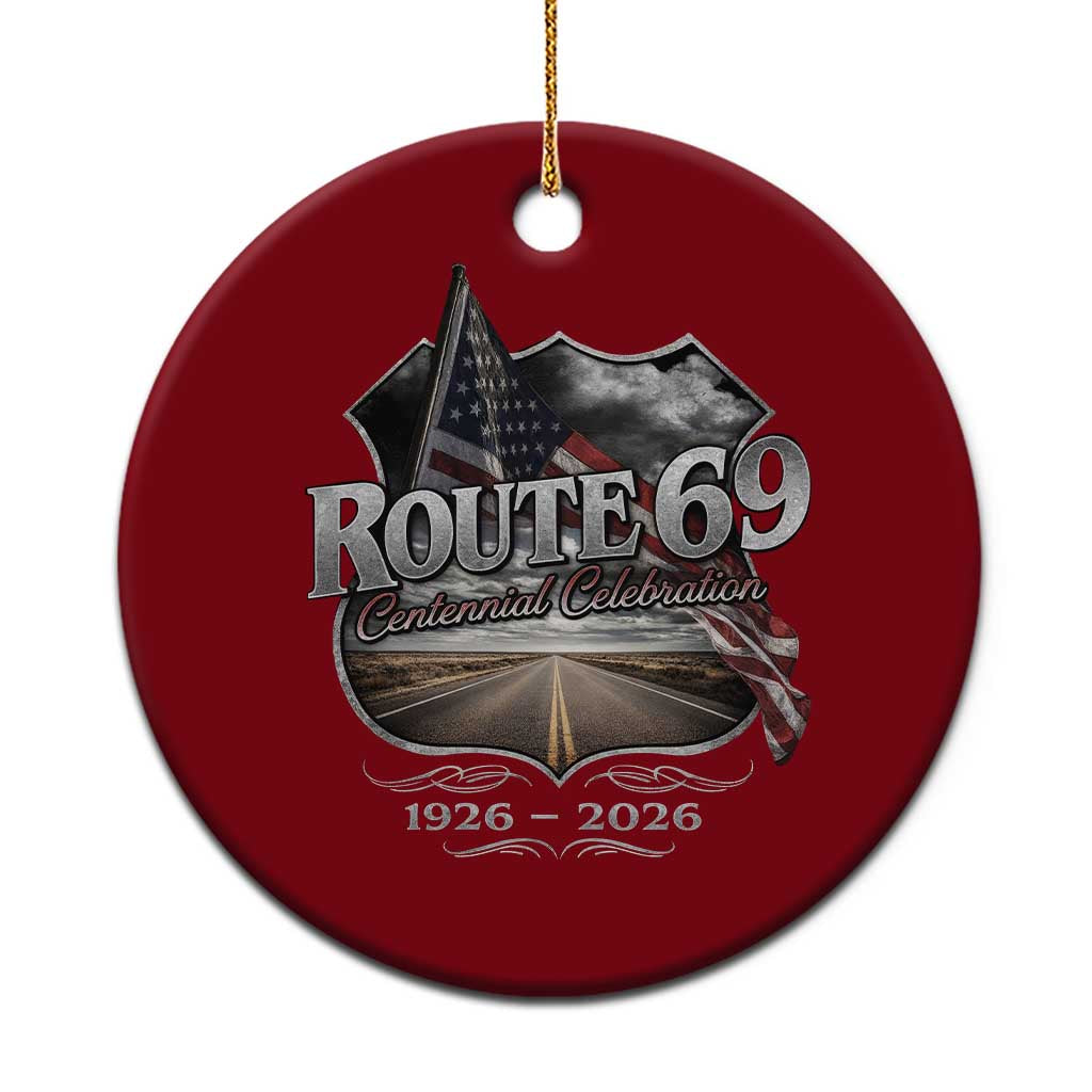 US Route 69 Centennial Celebration Ceramic Ornament Highway Road 100 Years Anniversary American Flag TS11 1pc Red Print Your Wear