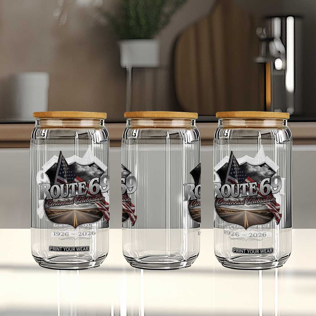 US Route 69 Centennial Celebration Glass Can Highway Road 100 Years Anniversary American Flag TS11 Print Your Wear