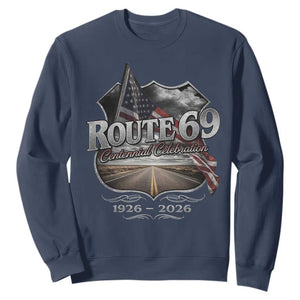 US Route 69 Centennial Celebration Sweatshirt Highway Road 100 Years Anniversary American Flag TS11 Navy Print Your Wear