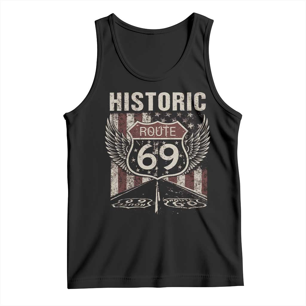 Historic Route 69 Highway Road Tank Top Americana Vintage USA Flag TS11 Black Print Your Wear