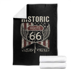 Historic Route Highway 66 Throw Blanket Vintage American Flag TS11 Black Print Your Wear