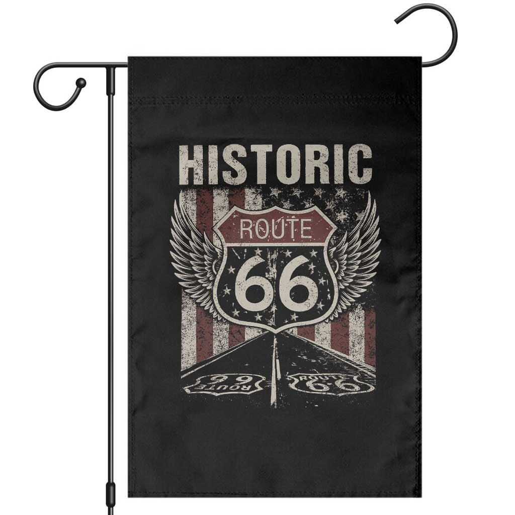 Historic Route Highway 66 Garden Flag Vintage American Flag TS11 Black Print Your Wear