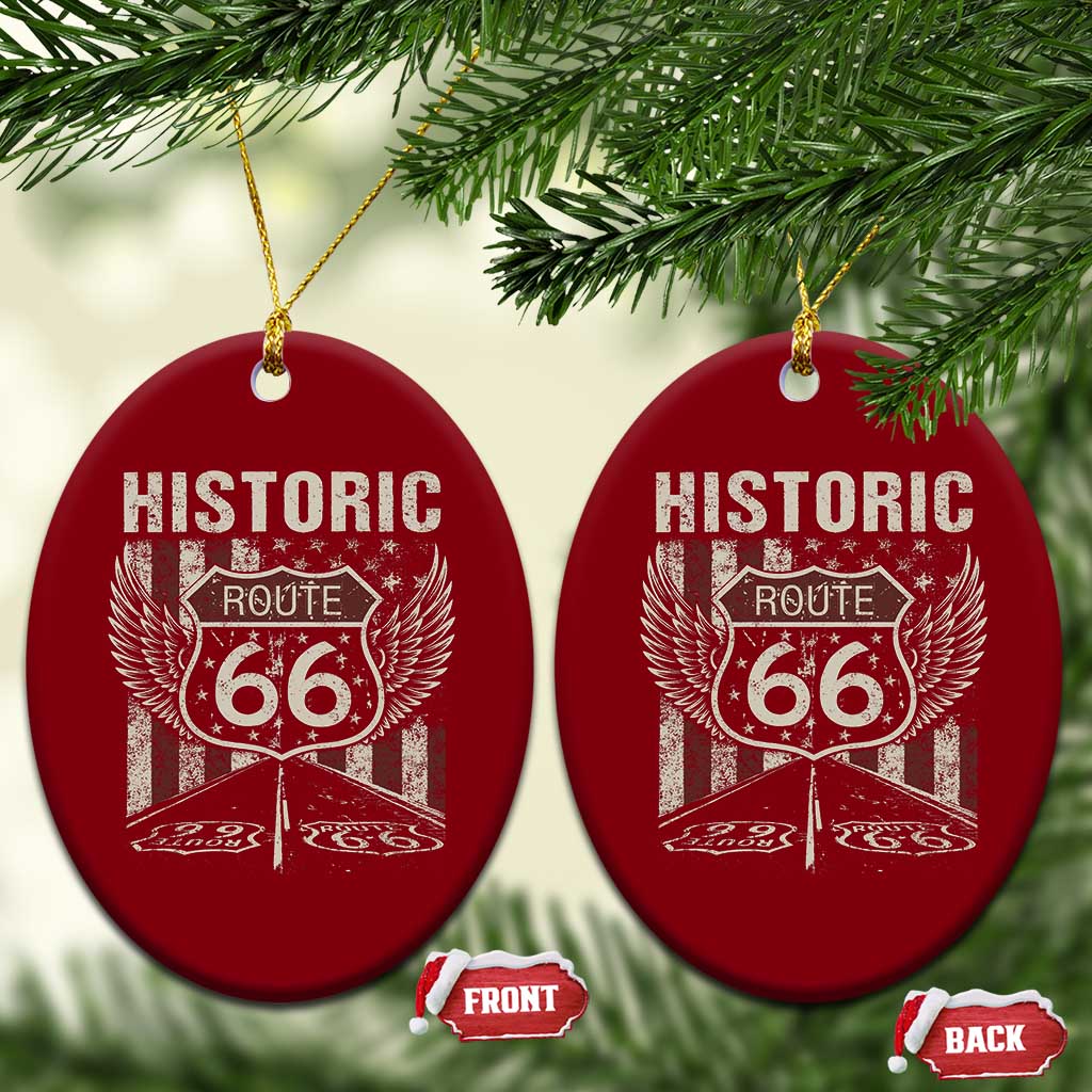 Historic Route Highway 66 Ceramic Ornament Vintage American Flag TS11 Print Your Wear