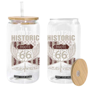 Historic Route Highway 66 Glass Can Vintage American Flag TS11 Print Your Wear