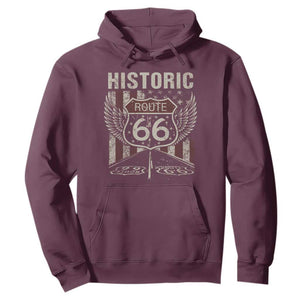 Historic Route Highway 66 Hoodie Vintage American Flag TS11 Maroon Print Your Wear
