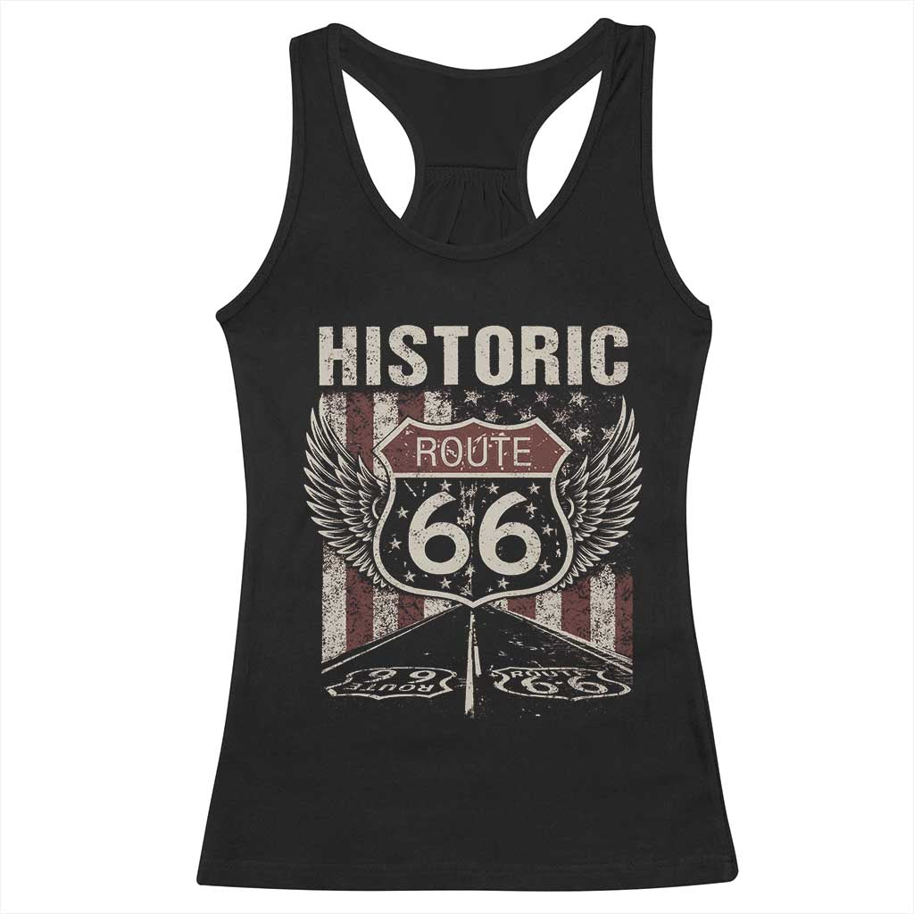 Historic Route Highway 66 Racerback Tank Top Vintage American Flag TS11 Black Print Your Wear