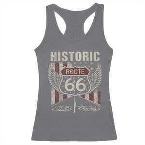 Historic Route Highway 66 Racerback Tank Top Vintage American Flag TS11 Charcoal Print Your Wear