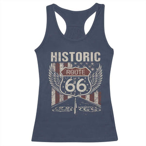 Historic Route Highway 66 Racerback Tank Top Vintage American Flag TS11 Navy Print Your Wear