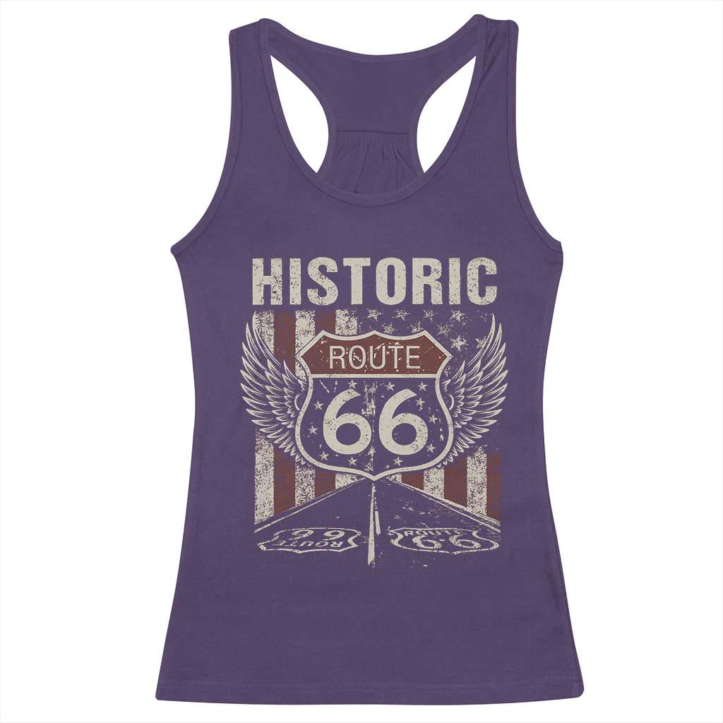 Historic Route Highway 66 Racerback Tank Top Vintage American Flag TS11 Purple Print Your Wear