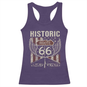 Historic Route Highway 66 Racerback Tank Top Vintage American Flag TS11 Purple Print Your Wear