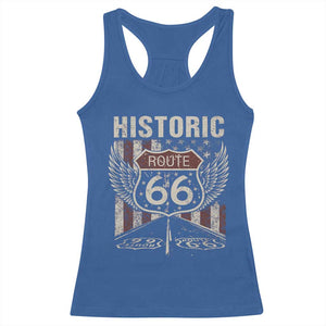 Historic Route Highway 66 Racerback Tank Top Vintage American Flag TS11 Royal Blue Print Your Wear