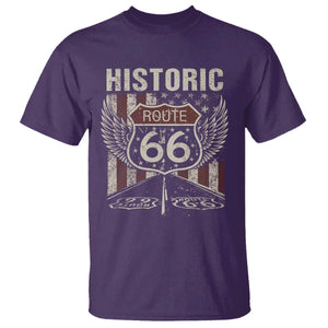 Historic Route Highway 66 T Shirt Vintage American Flag TS11 Purple Print Your Wear