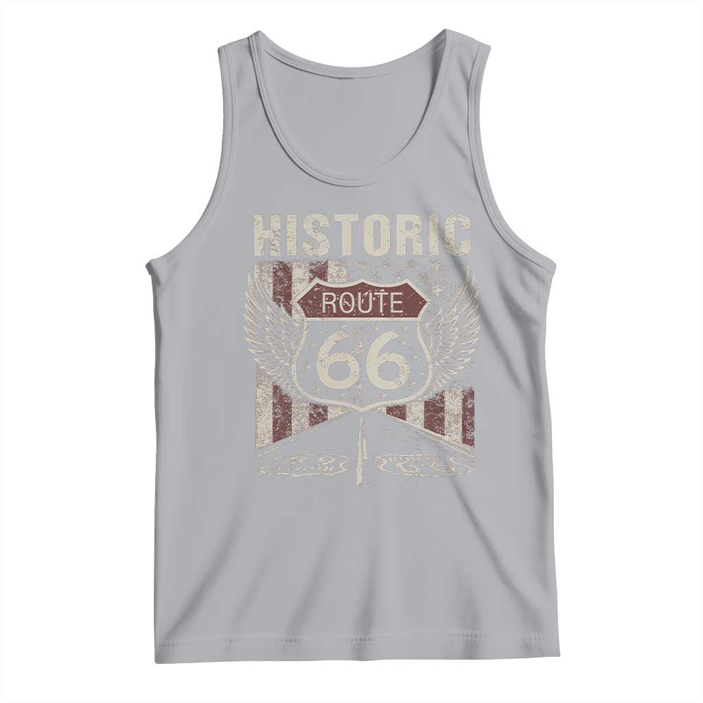 Historic Route Highway 66 Tank Top Vintage American Flag TS11 Athletic Heather Print Your Wear