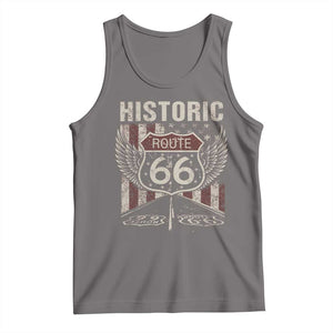 Historic Route Highway 66 Tank Top Vintage American Flag TS11 Deep Heather Print Your Wear