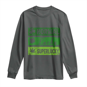 Funny St Patrick's Day Cannabis Weed Long Sleeve Shirt Normal Shamrock Lucky Clover Super Lucky Weed TS11 Dark Heather Print Your Wear