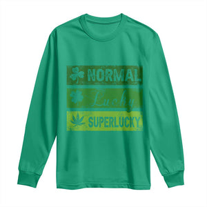 Funny St Patrick's Day Cannabis Weed Long Sleeve Shirt Normal Shamrock Lucky Clover Super Lucky Weed TS11 Irish Green Print Your Wear