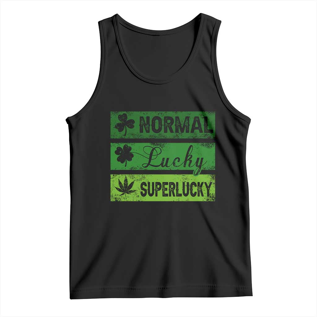 Funny St Patrick's Day Cannabis Weed Tank Top Normal Shamrock Lucky Clover Super Lucky Weed TS11 Black Print Your Wear
