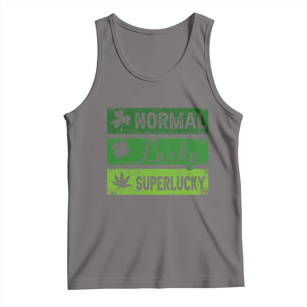 Funny St Patrick's Day Cannabis Weed Tank Top Normal Shamrock Lucky Clover Super Lucky Weed TS11 Deep Heather Print Your Wear