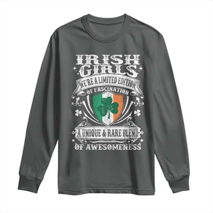 Funny Irish Girls Long Sleeve Shirt We're A Limited Edition Of Fascination Irish Pride Shamrock TS11 Dark Heather Print Your Wear