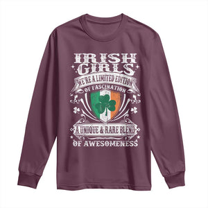 Funny Irish Girls Long Sleeve Shirt We're A Limited Edition Of Fascination Irish Pride Shamrock TS11 Maroon Print Your Wear