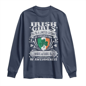 Funny Irish Girls Long Sleeve Shirt We're A Limited Edition Of Fascination Irish Pride Shamrock TS11 Navy Print Your Wear