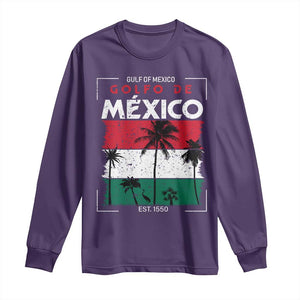 Golfo De Mexico EST 1550 Long Sleeve Shirt Vintage Mexican Flag Palm Tree TS11 Purple Print Your Wear