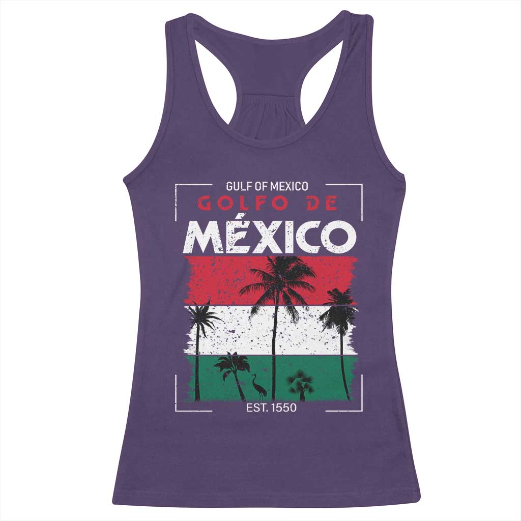 Golfo De Mexico EST 1550 Racerback Tank Top Vintage Mexican Flag Palm Tree TS11 Purple Print Your Wear