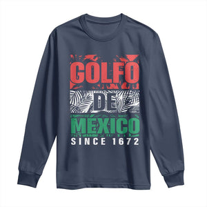 Gulf Of Mexico El Golfo De México Long Sleeve Shirt Beach Palm Tree TS11 Navy Print Your Wear