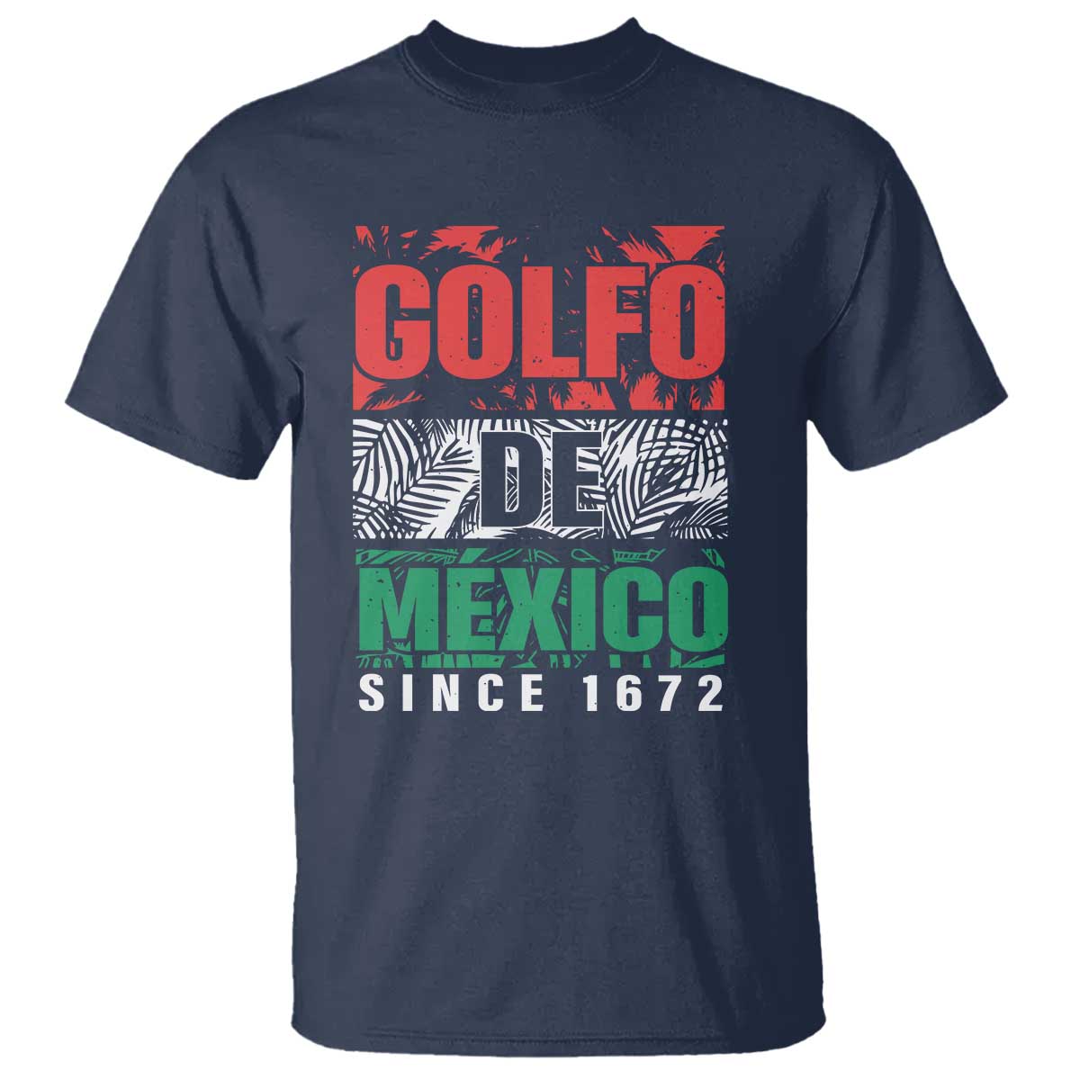 Gulf Of Mexico El Golfo De México T Shirt Beach Palm Tree TS11 Navy Print Your Wear