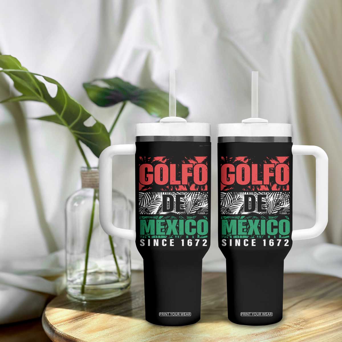 Gulf Of Mexico El Golfo De México Tumbler With Handle Beach Palm Tree TS11 Print Your Wear