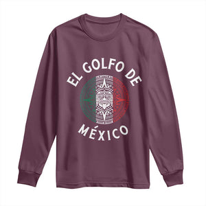 Gulf Of Mexico El Golfo De México Aztec Sun Long Sleeve Shirt TS11 Maroon Print Your Wear