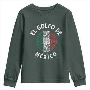 Gulf Of Mexico El Golfo De México Aztec Sun Youth Sweatshirt TS11 Dark Forest Green Print Your Wear