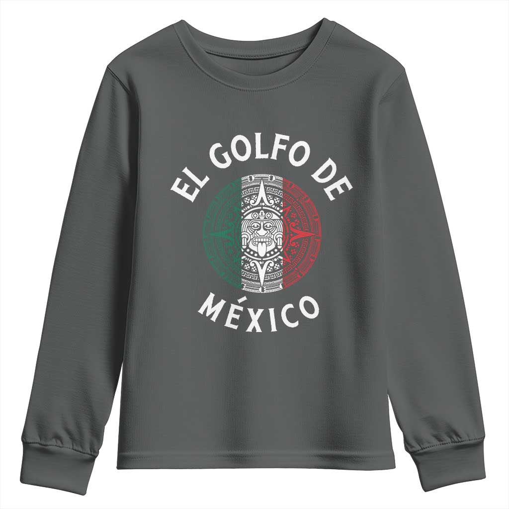 Gulf Of Mexico El Golfo De México Aztec Sun Youth Sweatshirt TS11 Dark Heather Print Your Wear