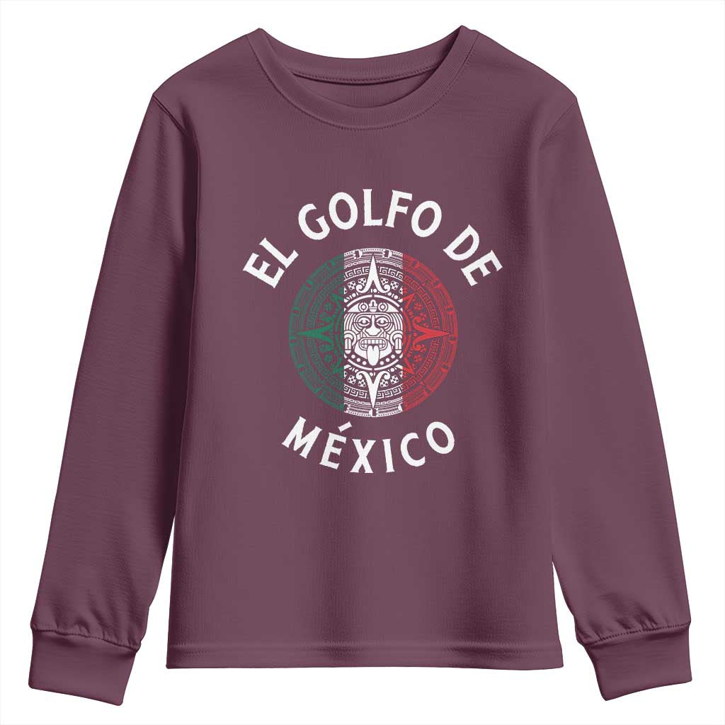 Gulf Of Mexico El Golfo De México Aztec Sun Youth Sweatshirt TS11 Maroon Print Your Wear