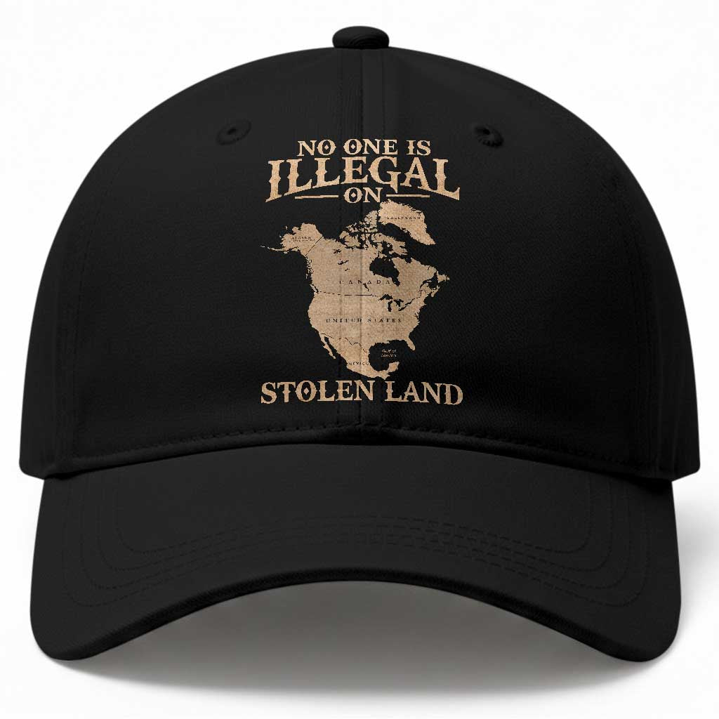 No One Is Illegal On Stolen Land Baseball Cap North America Vintage Map TS11 Print Your Wear