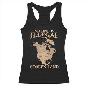 No One Is Illegal On Stolen Land Racerback Tank Top North America Vintage Map TS11 Black Print Your Wear